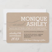 MODERNE BRUILOFT eenvoudige minimale vet kraft wit Kaart (Voorkant)