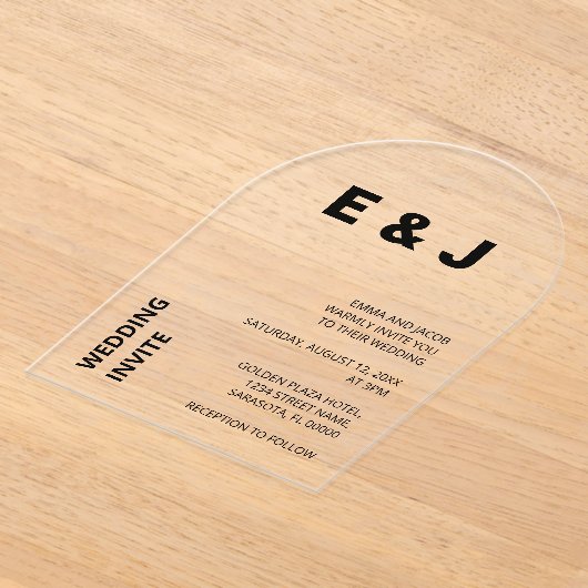 Moderne bruiloft eenvoudige vet acryl uitnodiging (Laagn)