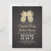 Moderne bruiloft Elegant Black Gold Pineapple Coup Kaart (Voorkant)