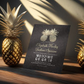 Moderne bruiloft Elegant Black Gold Pineapple Coup Kaart