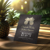 Moderne bruiloft Elegant Black Gold Pineapple Coup Kaart