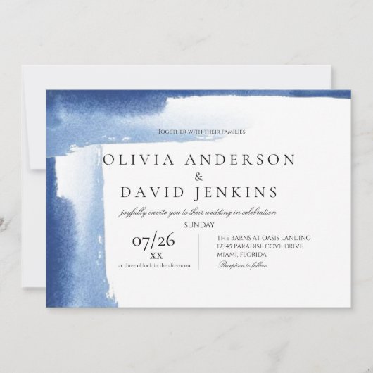 Moderne bruiloft Elegant Blue Ocean Beach bruiloft Kaart (Voorkant)