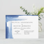 Moderne bruiloft Elegant Blue Ocean Beach bruiloft Kaart (Staand voorkant)