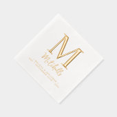 Moderne bruiloft Elegant Chic Custom Monogram Goud Folie Servetten (Rechts)