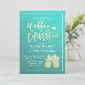 Moderne bruiloft Elegant Gold Foil Pineapple Coupl Kaart (Staand voorkant)