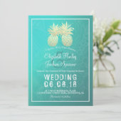 Moderne bruiloft Elegant Gold Foil Pineapple Coupl Kaart (Staand voorkant)