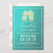 Moderne bruiloft Elegant Gold Foil Pineapple Coupl Kaart (Voorkant / Achterkant)
