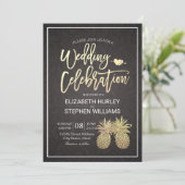 Moderne bruiloft Elegant Gold Foil Pineapple Coupl Kaart (Staand voorkant)