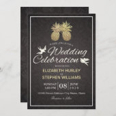 Moderne bruiloft Elegant Gold Foil Pineapple Coupl Kaart (Voorkant / Achterkant)