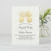 Moderne bruiloft Elegant Gold Foil Pineapple Coupl Kaart (Staand voorkant)
