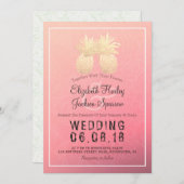 Moderne bruiloft Elegant Gold Foil Pineapple Coupl Kaart (Voorkant / Achterkant)