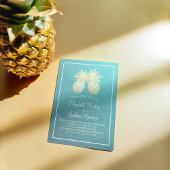 Moderne bruiloft Elegant Gold Foil Pineapple Coupl Kaart