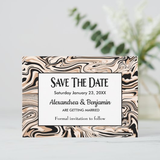 Moderne bruiloft Elegant Waterverf Pattern Custom Save The Date (Staand voorkant)