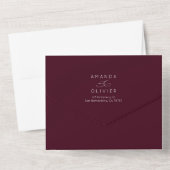 Moderne bruiloft Elegante Chic Calligrafie Bourgog All In One Uitnodiging (Achterkant)