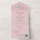 Moderne bruiloft Elegante Chic Calligraphy Blush P All In One Uitnodiging (Binnen)