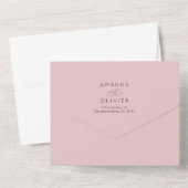 Moderne bruiloft Elegante Chic Calligraphy Blush P All In One Uitnodiging (Achterkant)