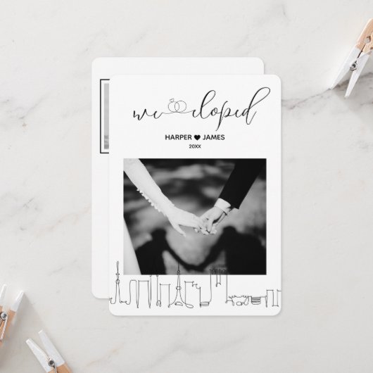 Moderne bruiloft Elopement Uitnodiging | Tokio (Voorkant / Achterkant in situ)