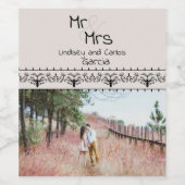 moderne bruiloft en verloving foto Mr en Mrs Wijn Etiket (Enkel label)