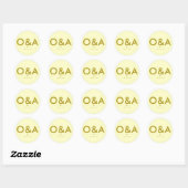 Moderne bruiloft envelop monogram | botergeel ronde sticker (Vel)