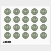 Moderne bruiloft envelop monogram | Dark Sage Ronde Sticker (Vel)