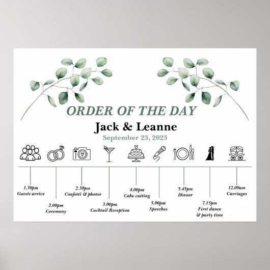 Moderne bruiloft, eucalyptustak poster (Voorkant)
