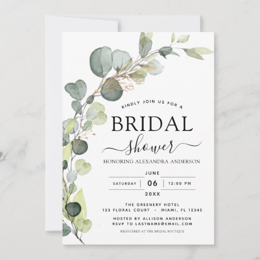 Moderne Bruiloft Feest Botanische Eucalyptus Boho Kaart (Voorkant)