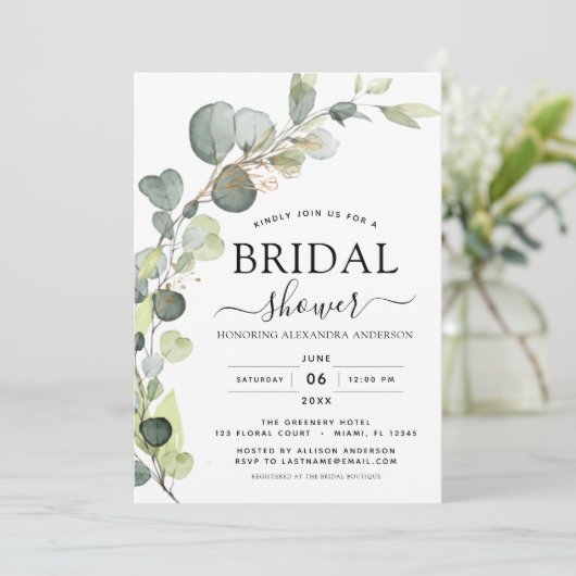 Moderne Bruiloft Feest Botanische Eucalyptus Boho Kaart (Staand voorkant)