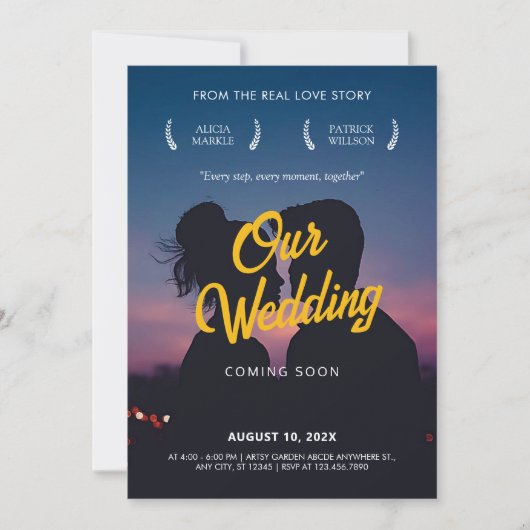 Moderne bruiloft film poster Silhouet van Liefhebb Kaart (Voorkant)