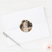 Moderne bruiloft Foto: Bedankt voor je plezier Ronde Sticker (Envelop)