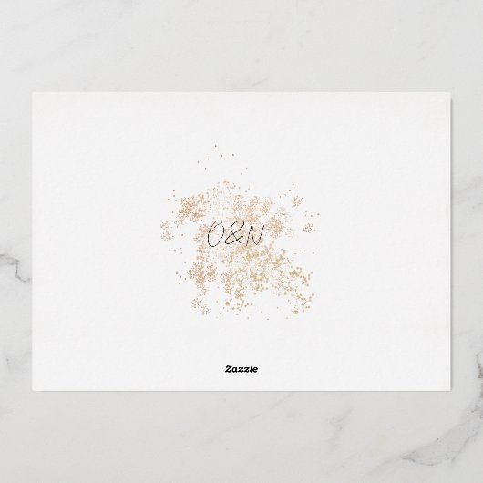 Moderne bruiloft foto collage bewaart de datum folie uitnodiging (Achterkant)