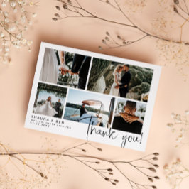 Moderne bruiloft foto collage Hartelijk dank Bedankkaart