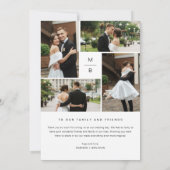 Moderne bruiloft foto collage Hartelijk dank Bedankkaart (Achterkant)