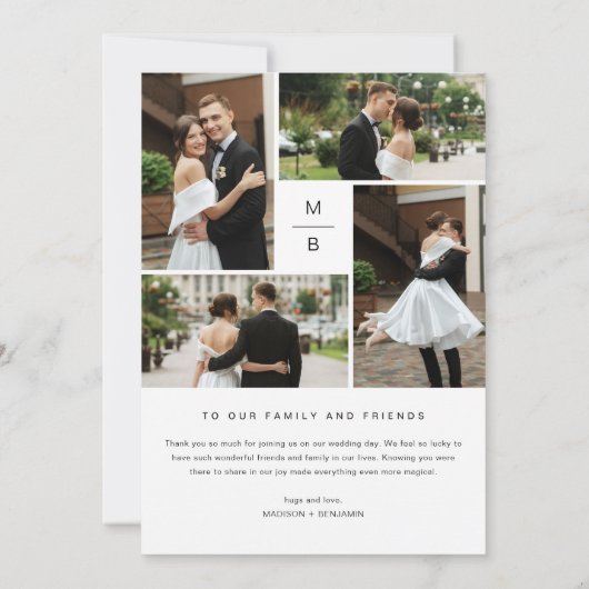 Moderne bruiloft foto collage Hartelijk dank Bedankkaart (Achterkant)