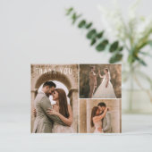 Moderne bruiloft foto collage Hartelijk dank Briefkaart (Staand voorkant)