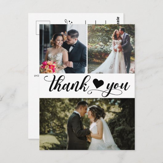 Moderne bruiloft foto collage Hartelijk dank Briefkaart (Voorkant / Achterkant)