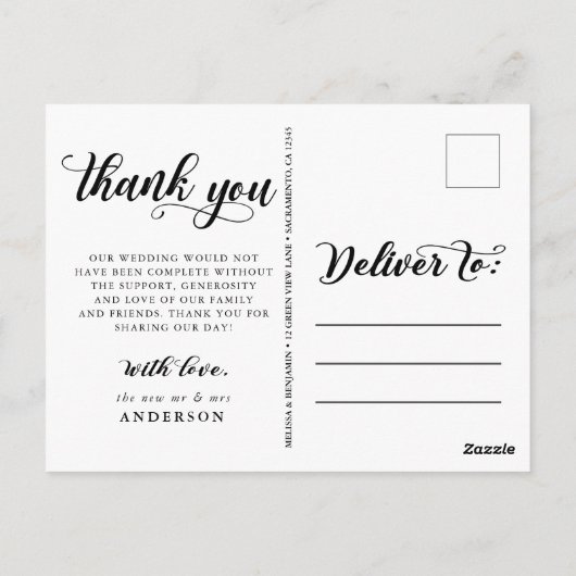 Moderne bruiloft foto collage Hartelijk dank Briefkaart (Achterkant)