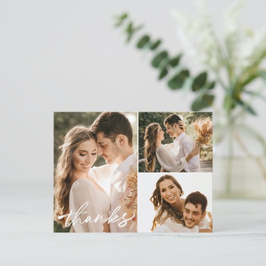 Moderne bruiloft foto collage Hartelijk dank Briefkaart (Staand voorkant)