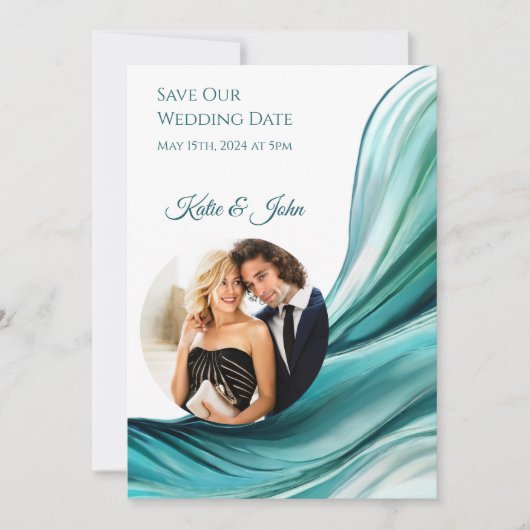 Moderne bruiloft -Foto-Emerald Green-Save the Date Save The Date (Voorkant)
