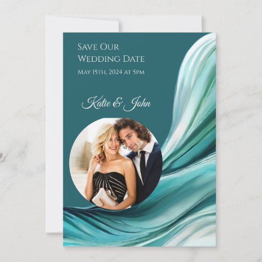 Moderne bruiloft -Foto-Emerald Green-Save the Date Save The Date (Voorkant)