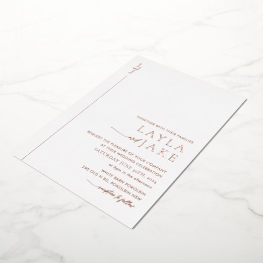 Moderne bruiloft foto Folie uitnodiging LAYLA (Gedraaid)