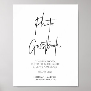 Moderne bruiloft foto Guestbook Poster
