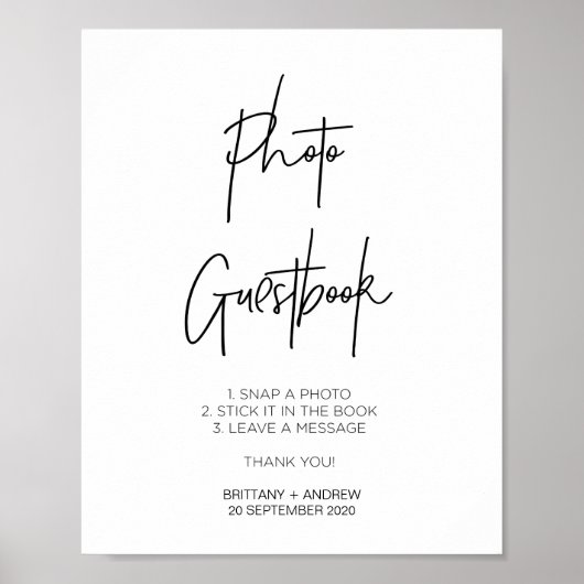 Moderne bruiloft foto Guestbook Poster (Voorkant)