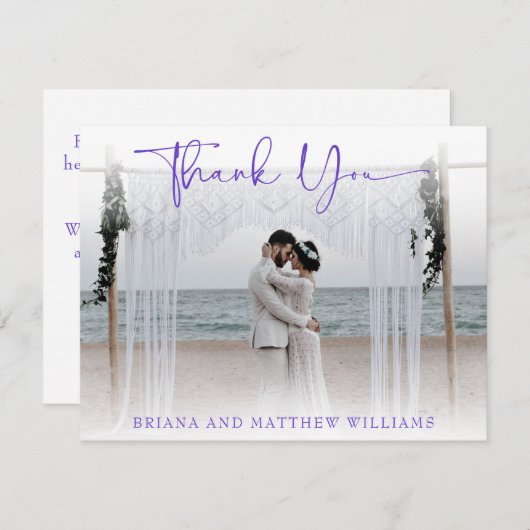 Moderne bruiloft foto Hartelijk dank Bedankkaart (Voorkant / Achterkant)