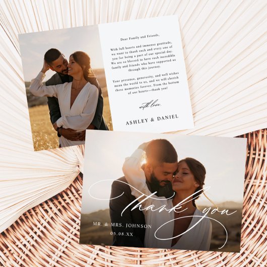 Moderne bruiloft foto Hartelijk dank Bedankkaart