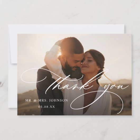 Moderne bruiloft foto Hartelijk dank Bedankkaart (Voorkant)