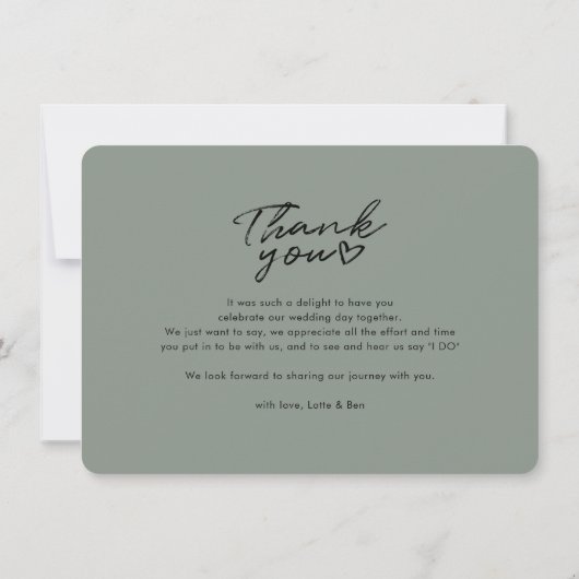 Moderne bruiloft foto met handschrift Bedankt (Achterkant)