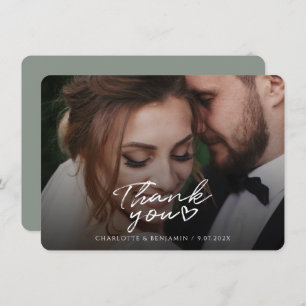 Moderne bruiloft foto met handschrift Bedankt