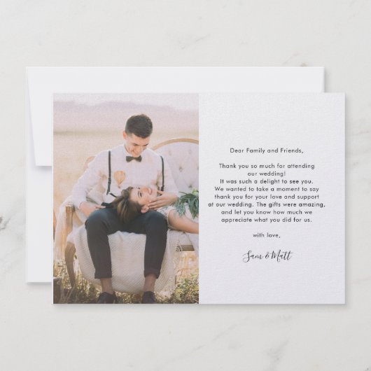 Moderne bruiloft foto met handschrift met dank (Achterkant)
