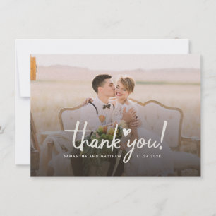 Moderne bruiloft foto met handschrift met dank