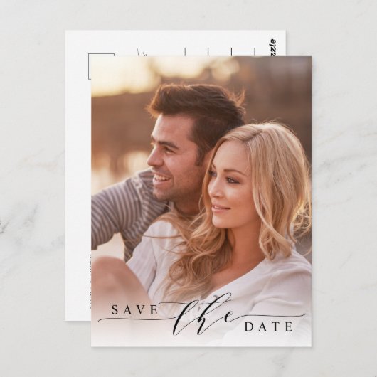 Moderne bruiloft foto Opslaan Datum Briefkaart (Voorkant / Achterkant)